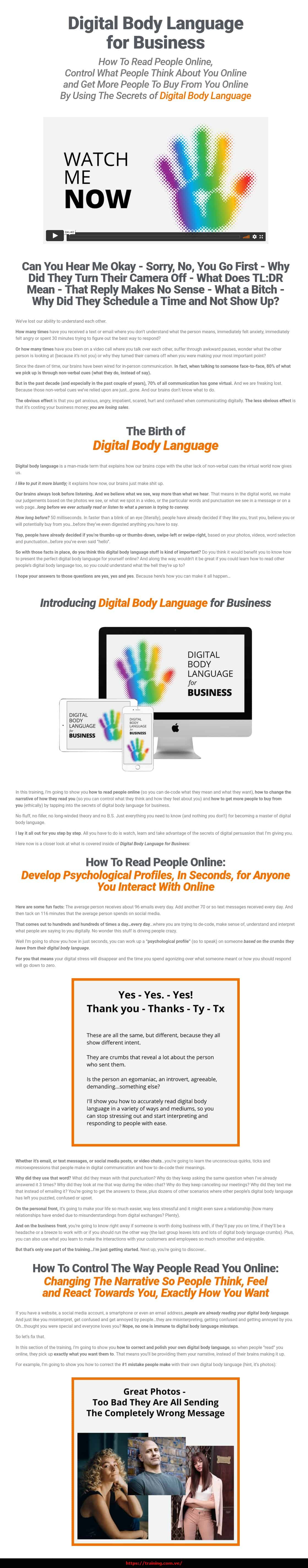 #216 - 'Digital Body Language for Business - Web Video University' Digital Body Language For Business by Dave Kaminski Sales page